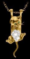 Gold Kitten Pave Diamond Pendant
